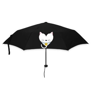 Katzenherz-Design für Katzenfans - Regenschirm (klein) - Schwarz - Vorne