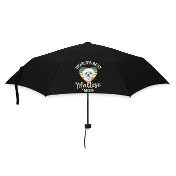 Malteser Hund - Regenschirm (klein) - Schwarz - Vorne