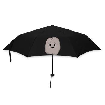 Niedlicher Stein mit Gesicht Lächeln Lachen Vektor - Regenschirm (klein) - Schwarz - Vorne