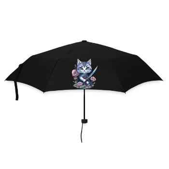 The ninja cat – unique and colorful - Umbrella (small) - black - Front