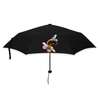 Bee on flower - Umbrella (small) - black - Front