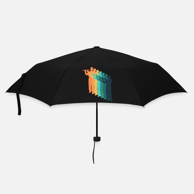 Retro Flöte - Regenschirm (klein) - Schwarz