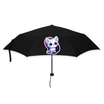 "Purrrfect Space Dreams" - Regenschirm (klein) - Schwarz - Vorne