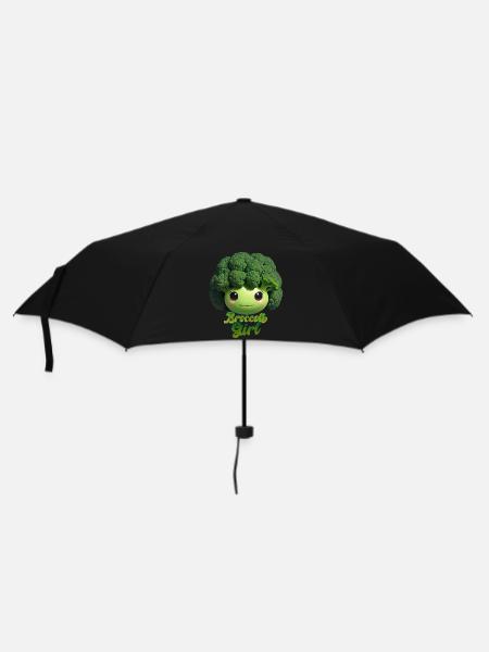 Broccoli Beauty Girl - Regenschirm (klein) - Schwarz