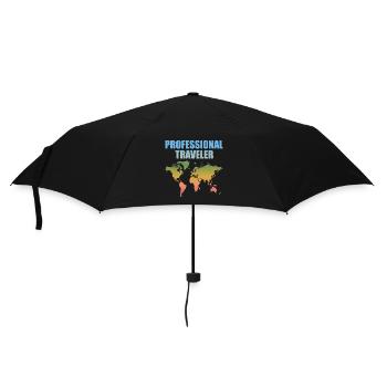Weltkarte für Berufsreisende - Regenschirm (klein) - Schwarz - Vorne