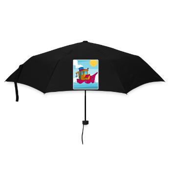 Buntes Bild eines lustigen Schleppers - Regenschirm (klein) - Schwarz - Vorne