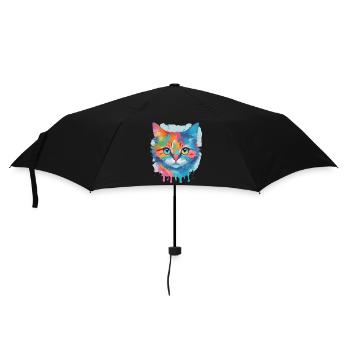 Niedliche Katze - Regenschirm (klein) - Schwarz - Vorne