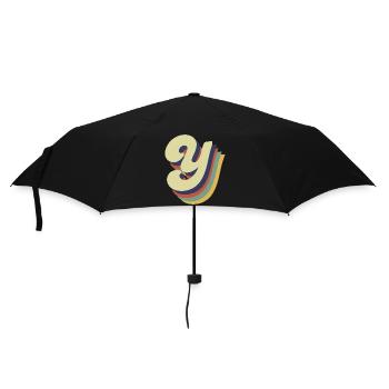 Retro Y Letter - Umbrella (small) - black - Front