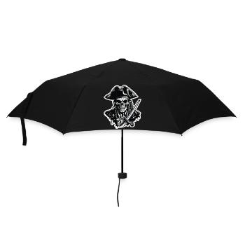 Pirat / Ahoi / Anker / Kapitän / Totenkopf / Rum - Regenschirm (klein) - Schwarz - Vorne