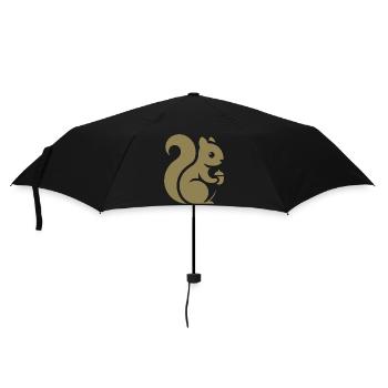 Minimalistische Eichhörnchen Silhouette mit Nuss - Regenschirm (klein) - Schwarz - Vorne