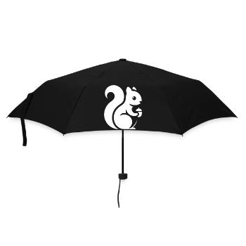 Minimalistische Eichhörnchen Silhouette mit Nuss - Regenschirm (klein) - Schwarz - Vorne