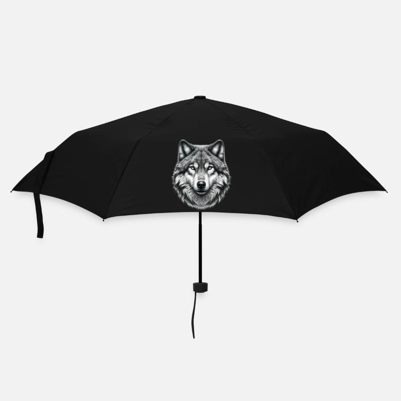 Wolf - Regenschirm (klein) - Schwarz