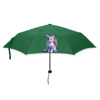 Tropisches Kätzchen 🐾 - Regenschirm (klein) - Flaschengrün - Vorne