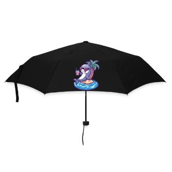 Delfin Sommer Strand Comic - Regenschirm (klein) - Schwarz - Vorne