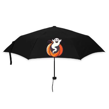 Gespenst aus Zierkürbis - Regenschirm (klein) - Schwarz - Vorne