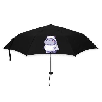 Nilpferd Halloween Lustig Geist - Regenschirm (klein) - Schwarz - Vorne