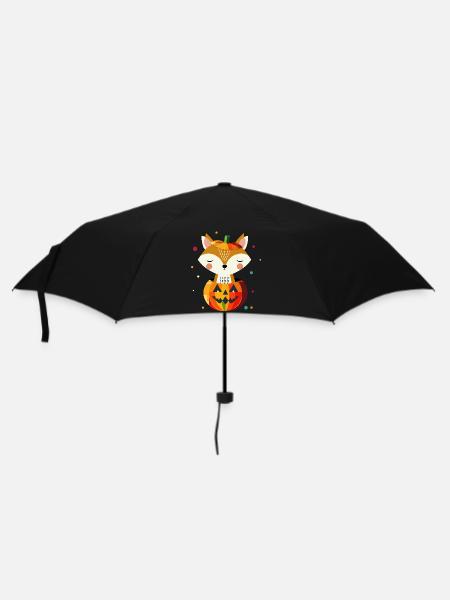 Fuchs im Kürbis mit Hexenhut - Regenschirm (klein) - Schwarz