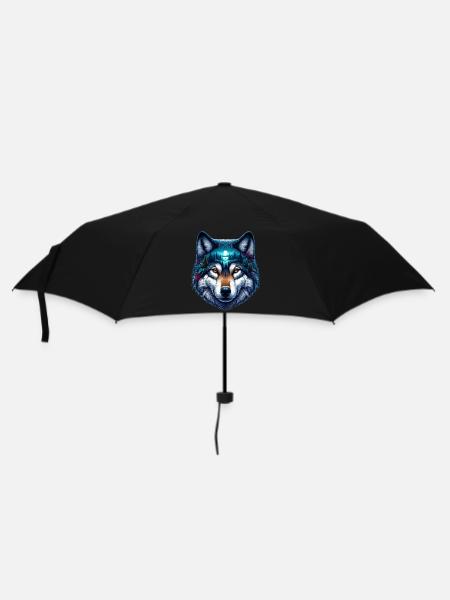 Wolf - Regenschirm (klein) - Schwarz