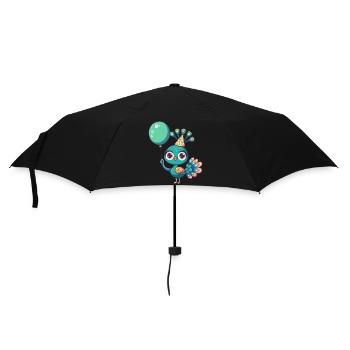 Pfau Vogel Geburtstag Comic Niedlich - Regenschirm (klein) - Schwarz - Vorne