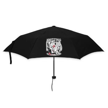 Lustiges Strick-Design – Retro-Humor für Handarbei - Regenschirm (klein) - Schwarz - Vorne