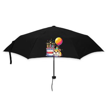 Hamster Kid Celebrating Birthday - Regenschirm (klein) - Schwarz - Vorne