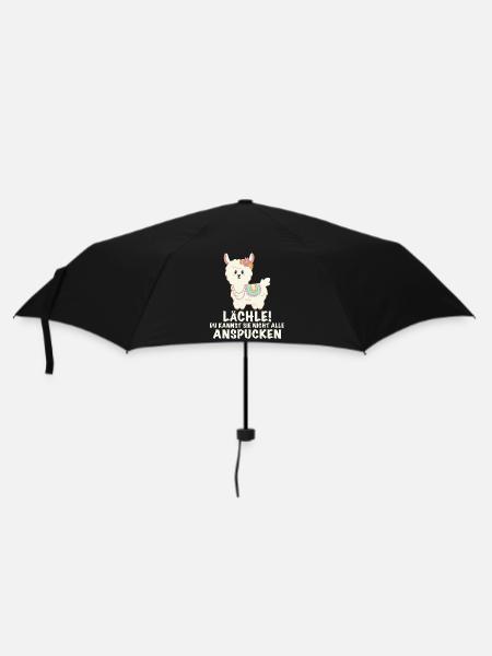 Lama lustiger Spruch Lächeln - Regenschirm (klein) - Schwarz