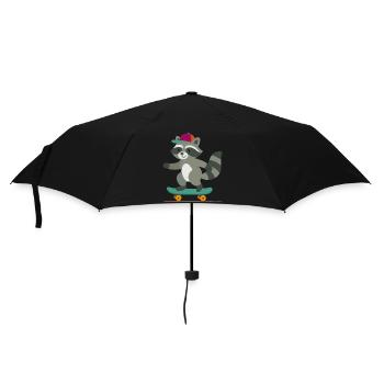 Skateboard raton laveur avec casquette de baseball - Parapluie standard - noir - Devant