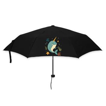 Narwal im Meer – Das Einhorn der Ozeane - Regenschirm (klein) - Schwarz - Vorne