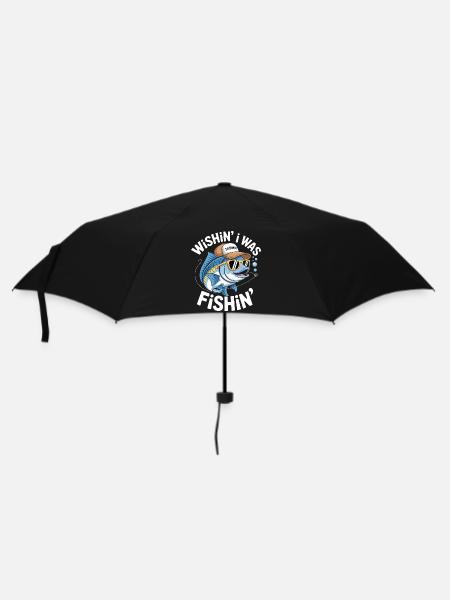 Humorvoller Fisch mit Surf-Accessoires - Regenschirm (klein) - Schwarz