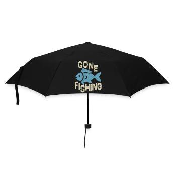 Angeln gegangen - Regenschirm (klein) - Schwarz - Vorne