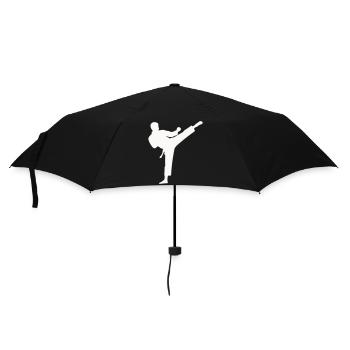 Coup de pied haut en silhouette d’arts martiaux - Parapluie standard - noir - Devant