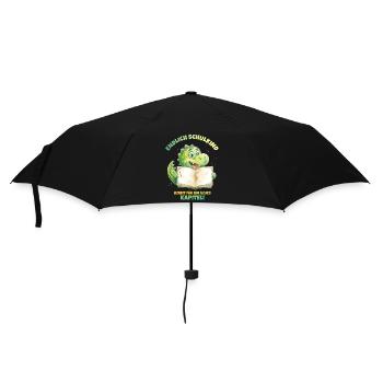 Endlich Schulkind Aquarell Dino mit Buch - grün  - Regenschirm (klein) - Schwarz - Vorne