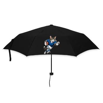 Football Katze – American Football Cat - Regenschirm (klein) - Schwarz - Vorne
