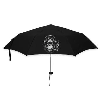 Kopfhörer-Orang-Utan Rauch-Zigarren-Tee - Regenschirm (klein) - Schwarz - Vorne