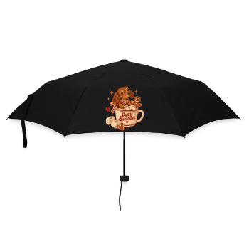 Cozy Season Dachshund - Regenschirm (klein) - Schwarz - Vorne