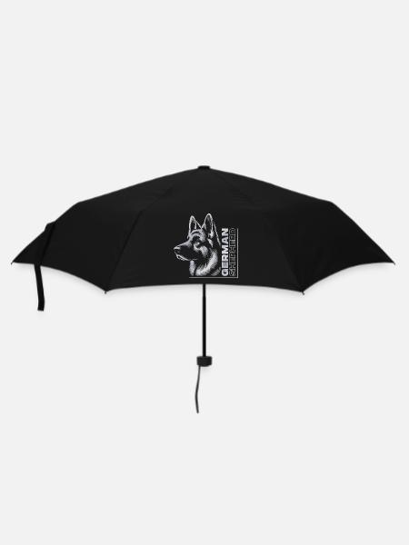 German Shepherd Drawing Head Portrait silver - Umbrella (small) - black