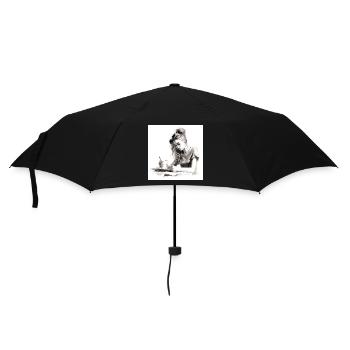 Serenity Brew: Captivating Watercolor of a Woman - Umbrella (small) - black - Front