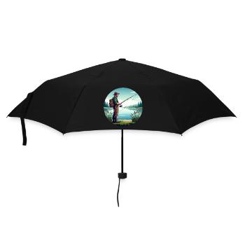 Angler Angeln Fischen - Regenschirm (klein) - Schwarz - Vorne