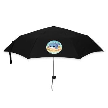 Wal auf Sandbank im Meer - Regenschirm (klein) - Schwarz - Vorne
