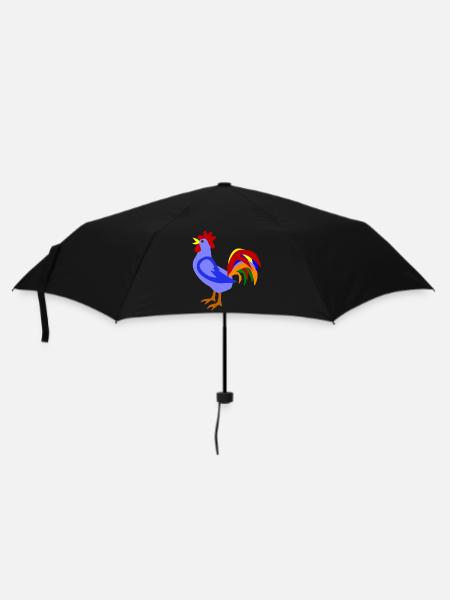 Farbenfroher Hahn im Kunstdesign - Regenschirm (klein) - Schwarz
