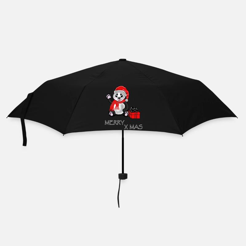 L'ours panda souhaite Joyeux X Mas, Joyeux Noël - Parapluie standard - noir