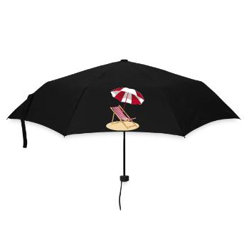 Liegestuhl am Strand und Sonnenschirm - Regenschirm (klein) - Schwarz - Vorne