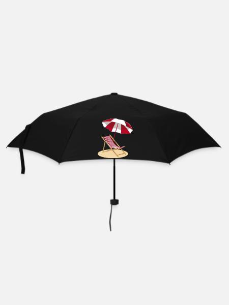 Liegestuhl am Strand und Sonnenschirm - Regenschirm (klein) - Schwarz