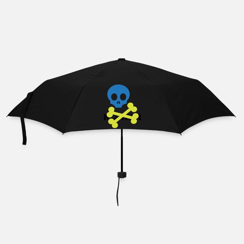 Neon Blue Skull and Crossbones - Umbrella (small) - black