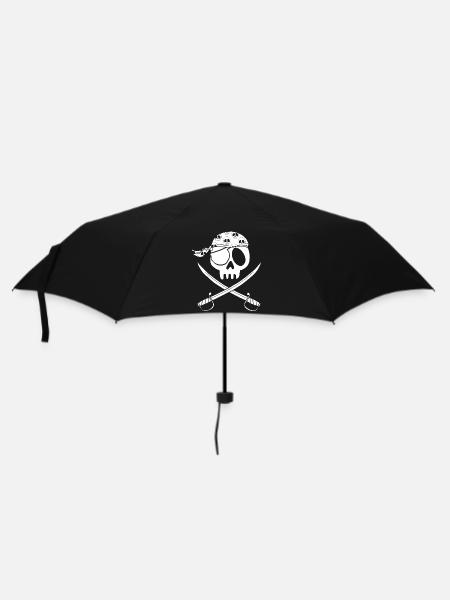 Crâne de pirate blanc - Parapluie standard - noir
