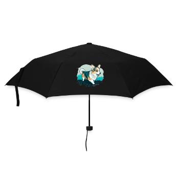 Corgi auf einem Spaziergang - Regenschirm (klein) - Schwarz - Vorne