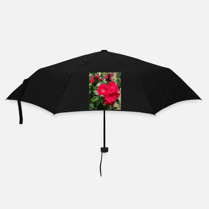 roses rouge avec ses feuilles - Parapluie standard - noir