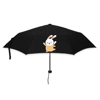 Kawaii Cute Happy Colorful Rabbit Dancing - Umbrella (small) - black - Front