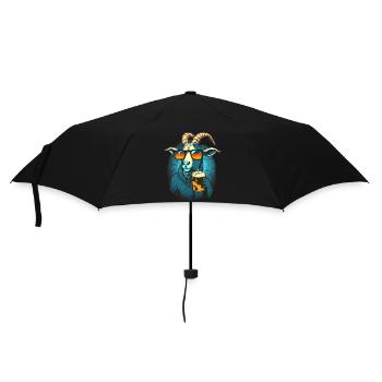 Cool buck with sunglasses and beer - Umbrella (small) - black - Front
