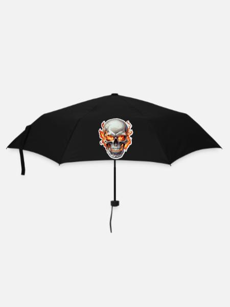 Skull on fire - Umbrella (small) - black